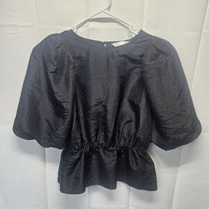 H&M Midnight Blue Taffeta Blouse NWOT SZ S